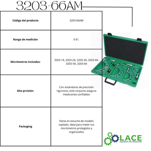 Juego de micrómetros de exterior Insize 3203-66AM