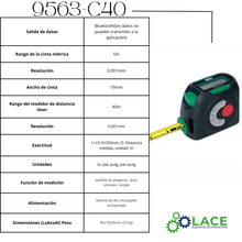 Cinta métrica digital y medidor de distancia laser Insize 9563-C40