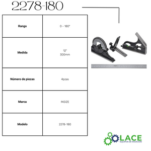 Juego de escuadras combinadas Insize 2278-180EM