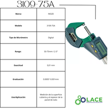 Micrómetro digital de exterior Insize 3109-75A