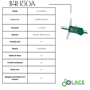 Medidor de profundidad digital 1141-150A