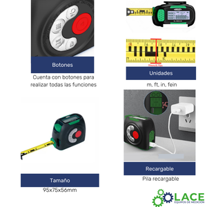 Cinta métrica digital y medidor de distancia laser Insize 9563-C40