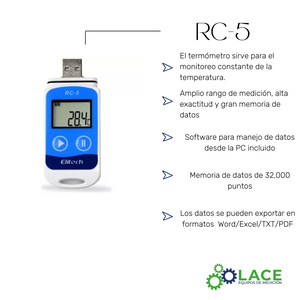 Termómetro Data Logger Elitech RC-5 -30°C a 70°C