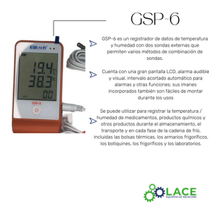 Termohigrómetro Data Logger Elitech GSP-6 -40°C a 85°C