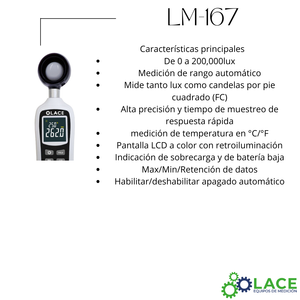 Luxómetro portable con termómetro  LM-167