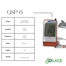 Termohigrómetro Data Logger Elitech GSP-6 -40°C a 85°C