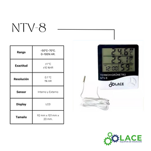 Termohigrómetro LACE NTV-8 -50~70°C, 10~99 %HR
