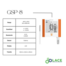 Termohigrómetro Data Logger Elitech GSP-8 -20°C a 85°C