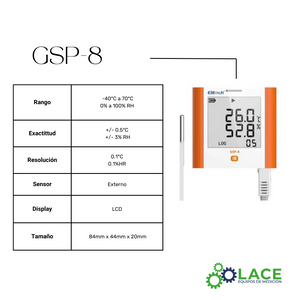 Termohigrómetro Data Logger Elitech GSP-8 -20°C a 85°C