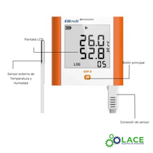 Termohigrómetro Data Logger Elitech GSP-8 -20°C a 85°C