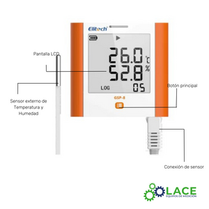 Termohigrómetro Data Logger Elitech GSP-8 -20°C a 85°C