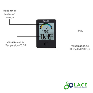 Termohigrómetro digital Taylor 1732 -10 A 50°C/20% A 95% HR