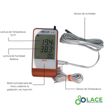 Termohigrómetro Data Logger Elitech GSP-6 -40°C a 85°C