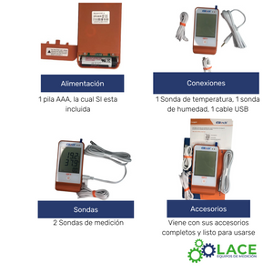 Termohigrómetro Data Logger Elitech GSP-6 -40°C a 85°C