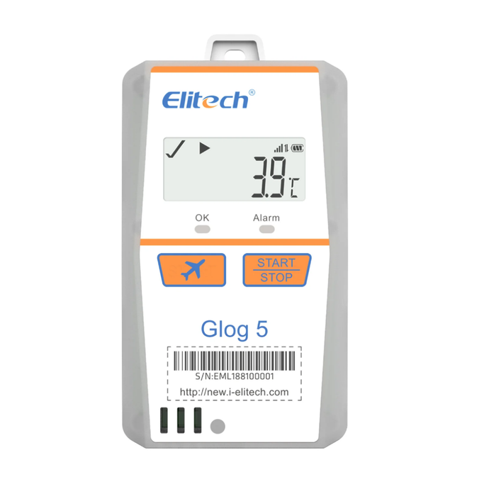 Glog-5 C02 Registrador de datos en tiempo real de un solo uso de temperatura
