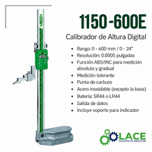 Calibrador de Altura Digital Insize 1150-600E 0-600 mm / 0-24"