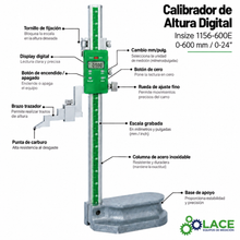Calibrador de Altura Digital Insize 1150-600E 0-600 mm / 0-24"