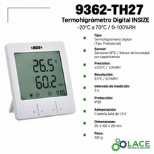Termohigrómetro Digital INSIZE 9362-TH27 -20°C a 70°C / 0-100%RH
